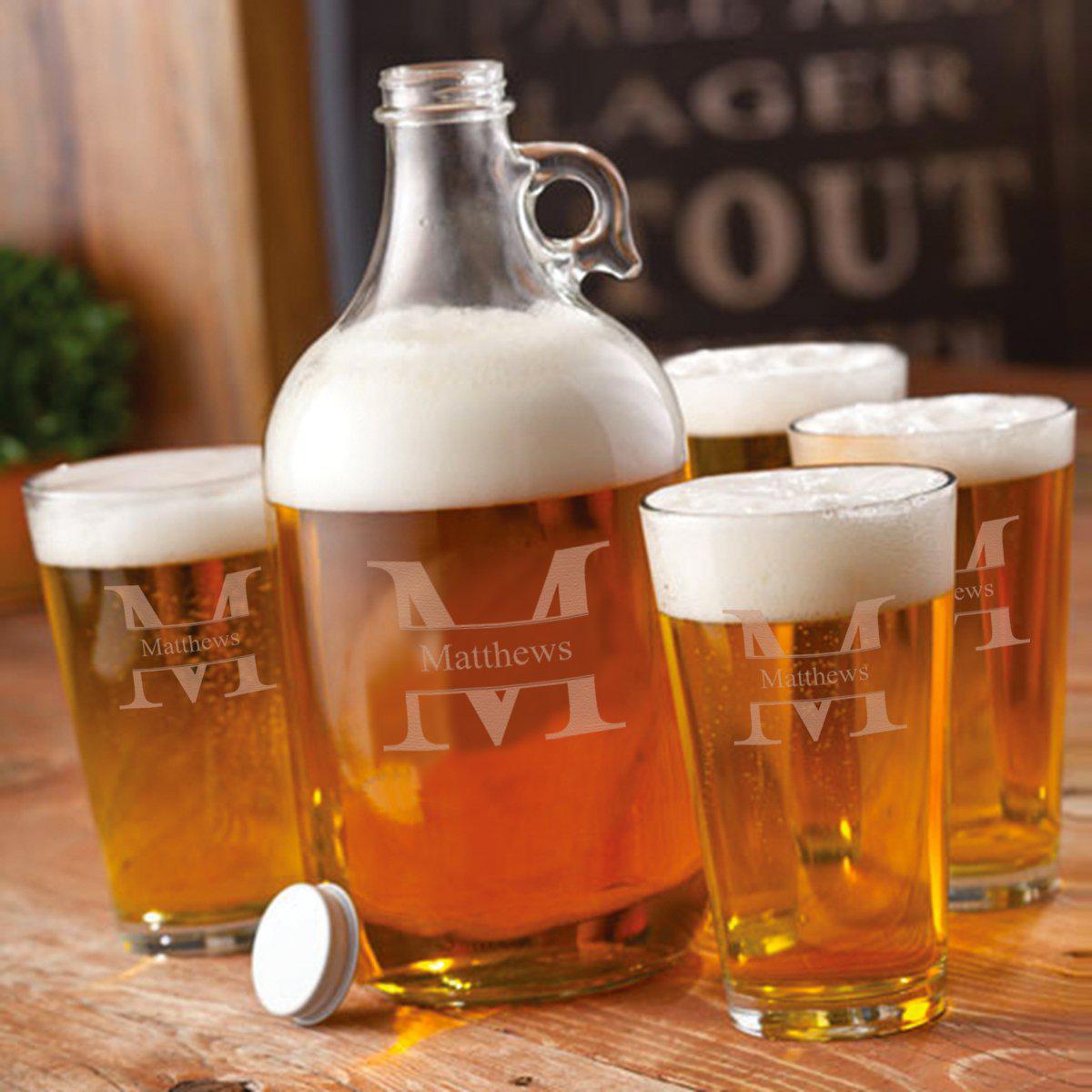 64 oz. Personalized Growler Set with 2 Pub Glasses