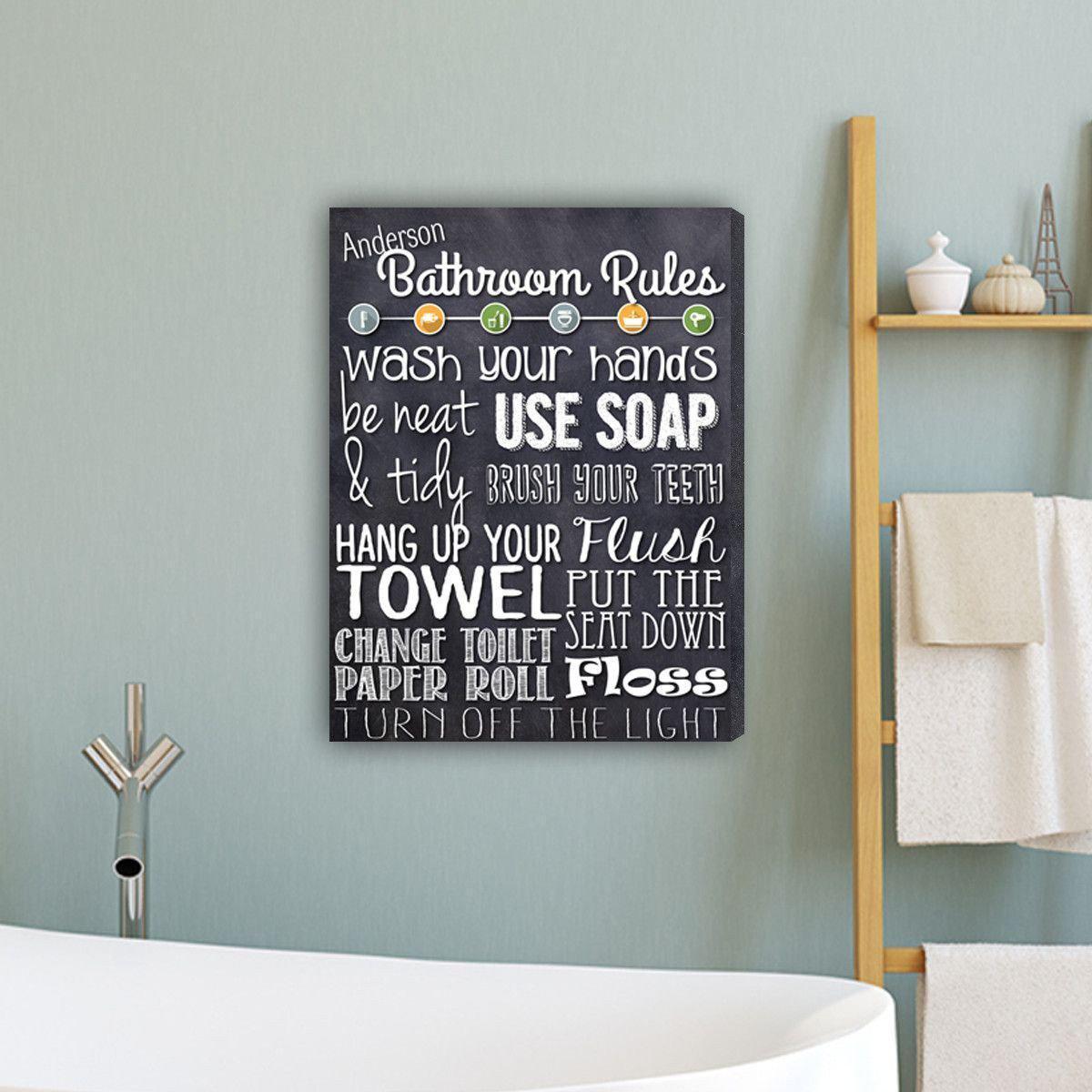 Bathroom Rules Personalized Canvas Print