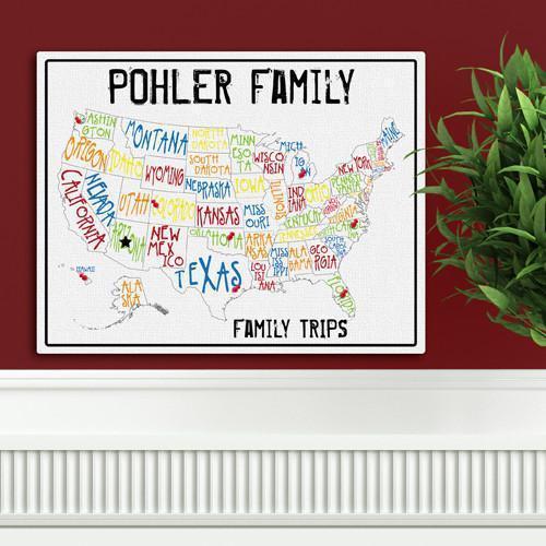 Family Signs - Travel Map - Canvas Sign