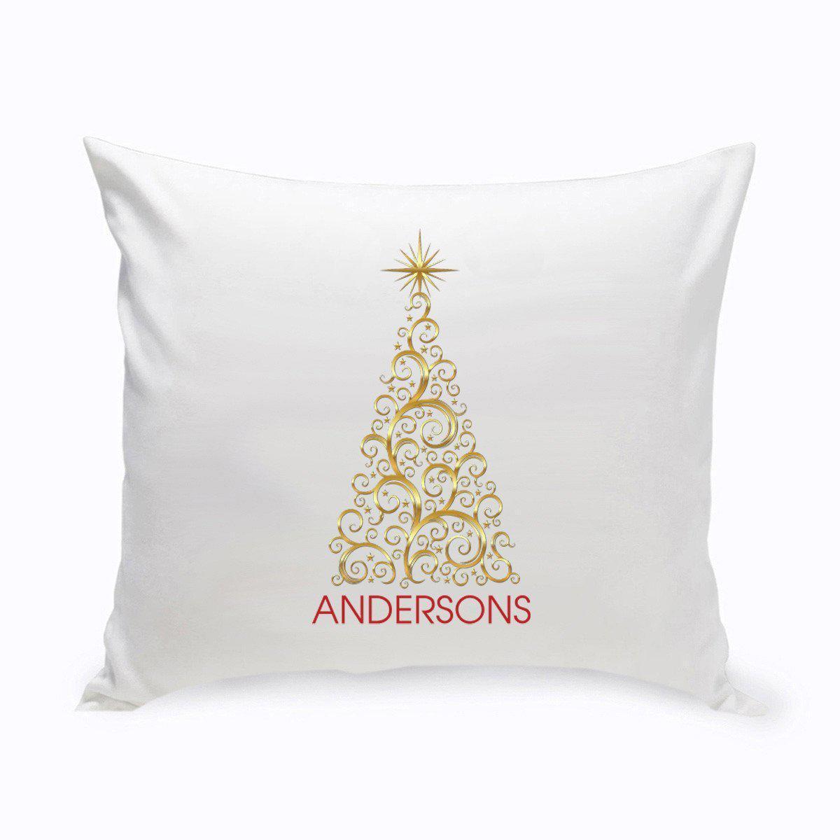 Holiday Throw Pillows - Gold Christmas Tree