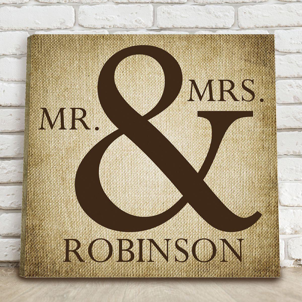 Mr and Mrs Canvas Print Sign