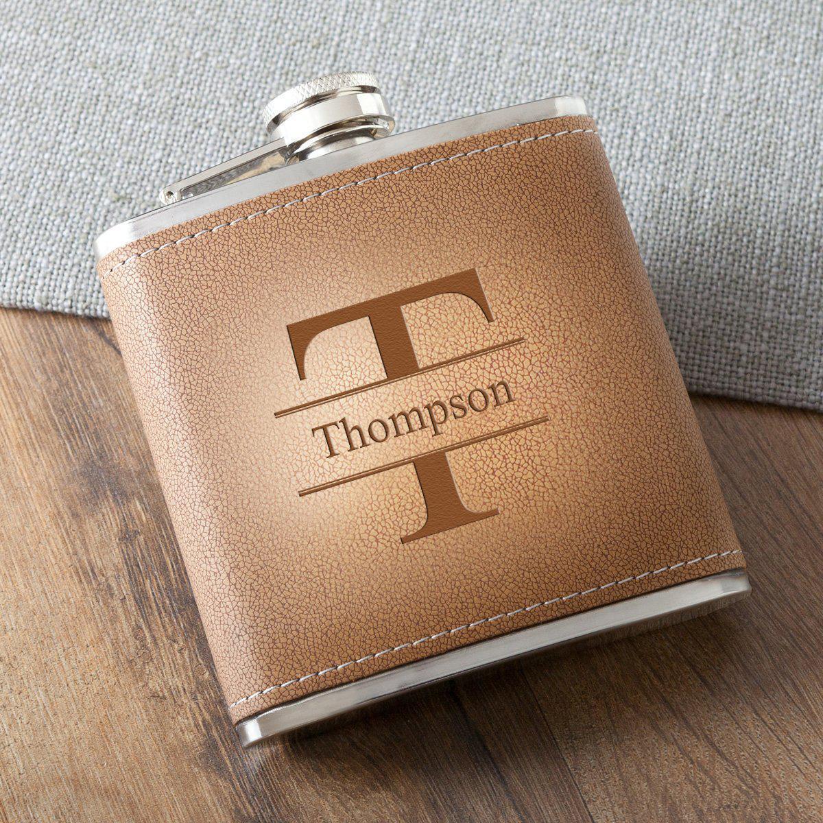 Personalized 6 oz. Leather Hide Flask