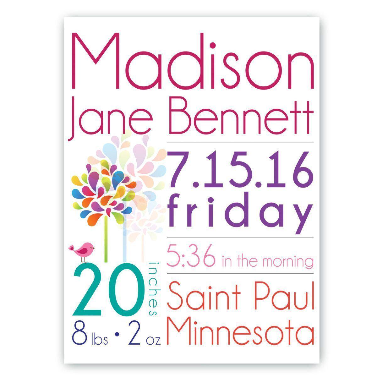 Personalized Baby Announcement Canvas Sign