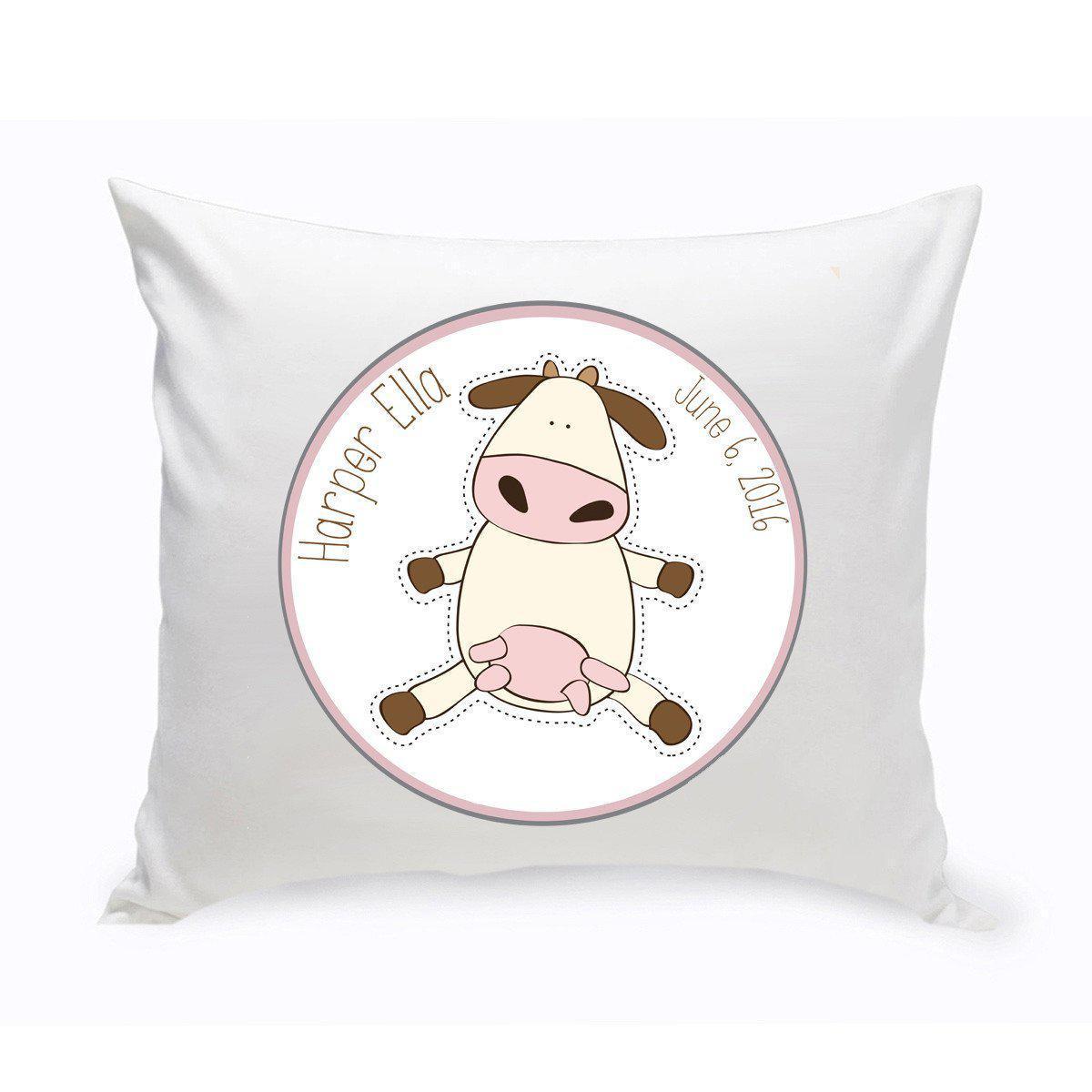 Personalized Baby Nursery Throw Pillow - Fun Cow