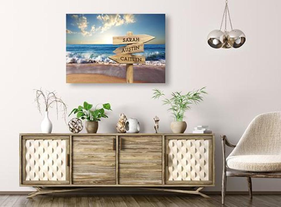 Personalized Beach Canvas Print with Family Names