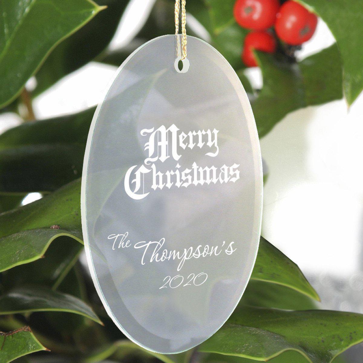 Personalized Beveled Glass Ornament - Oval Shape