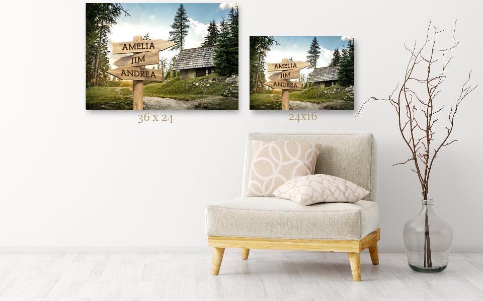 Personalized Cabin Canvas Print with Family Names