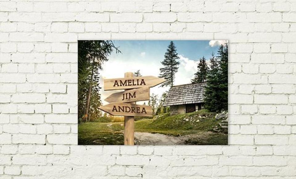 Personalized Cabin Canvas Print with Family Names