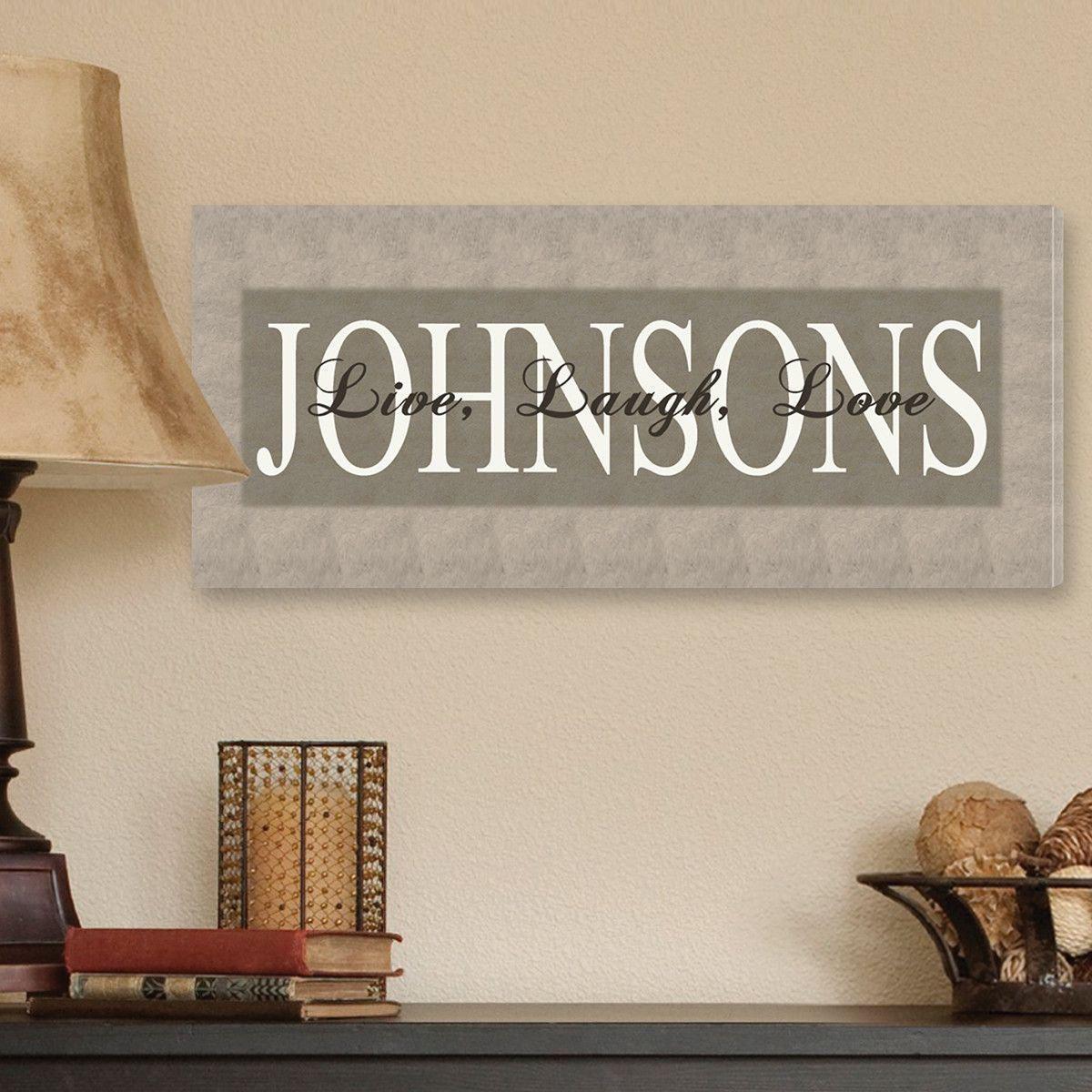 Personalized Canvas Sign - Bold Grey Live, Laugh, Love