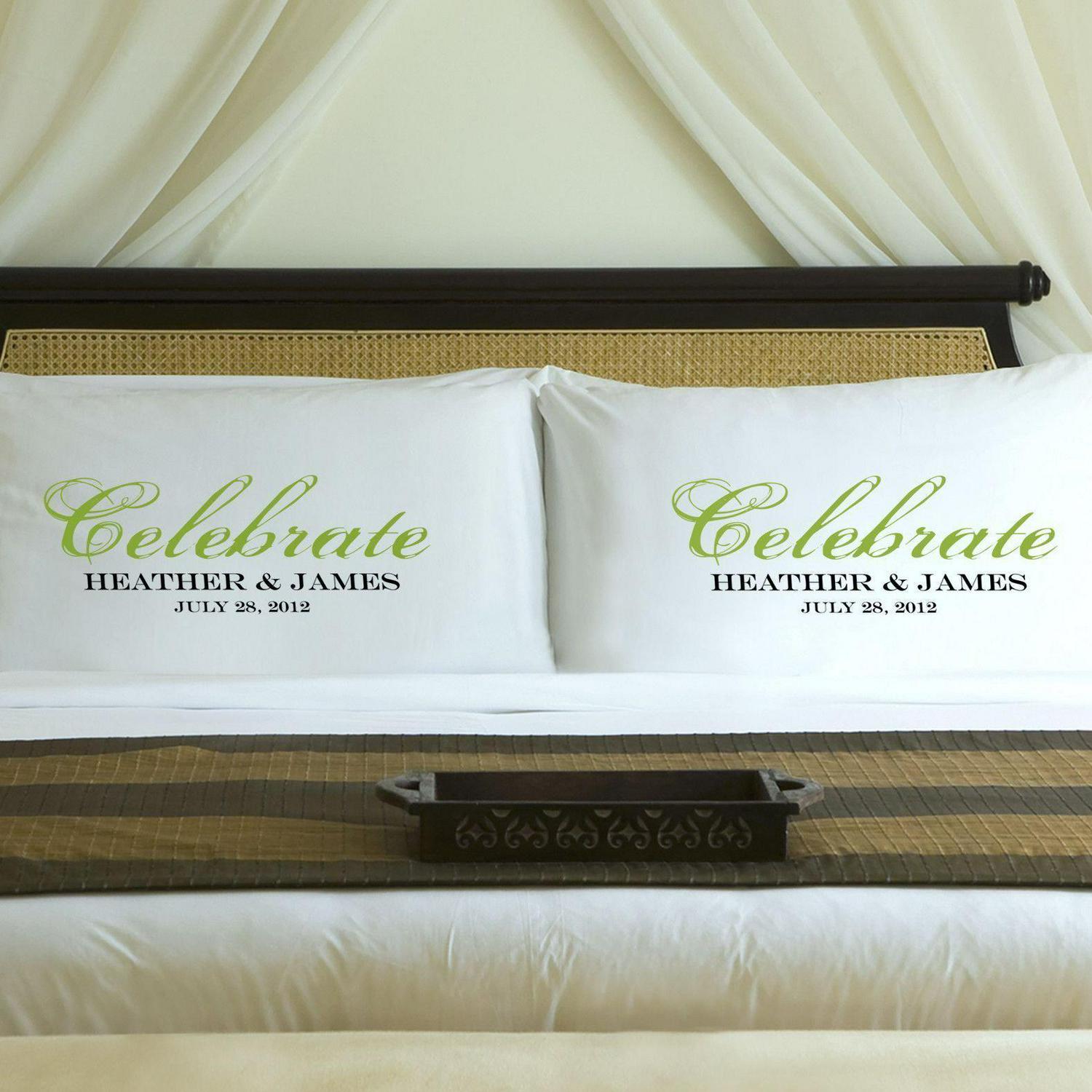 Personalized Celebration Couples Pillow Case Set
