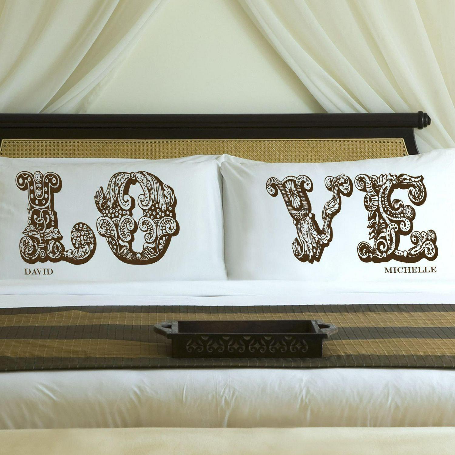 Personalized Couples LOVE Pillow Case Set