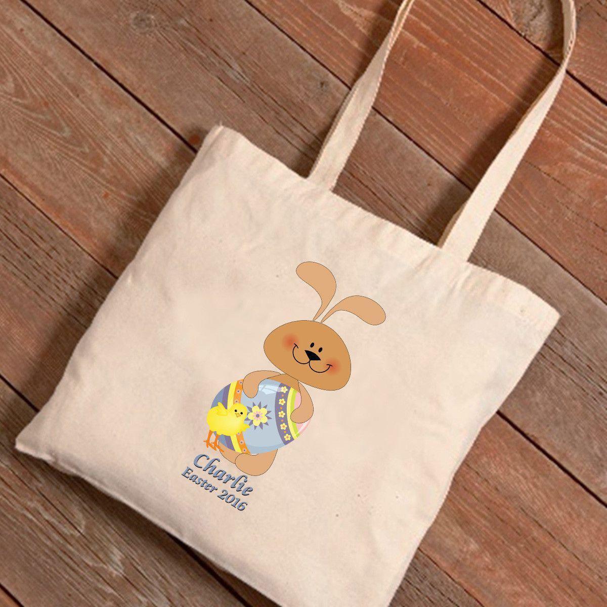 Personalized Easter Canvas Bag - Pastel Bunny