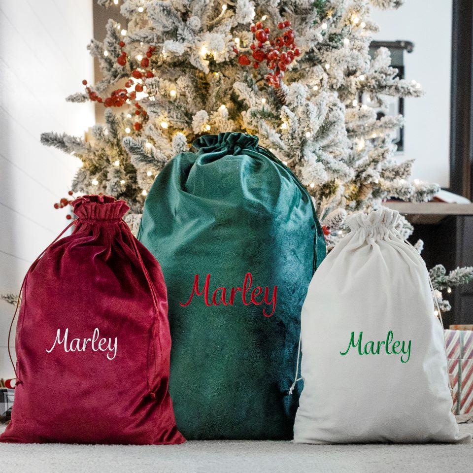 Personalized Embroidered Santa Bags