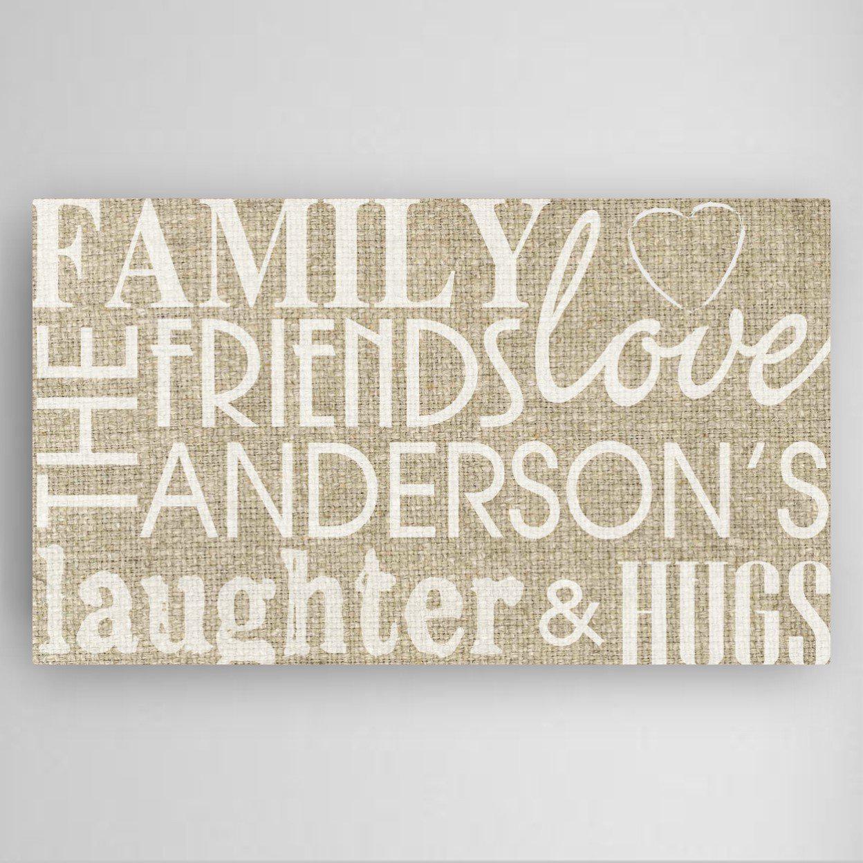 Personalized Family and Friends Canvas Print - Burlap Design