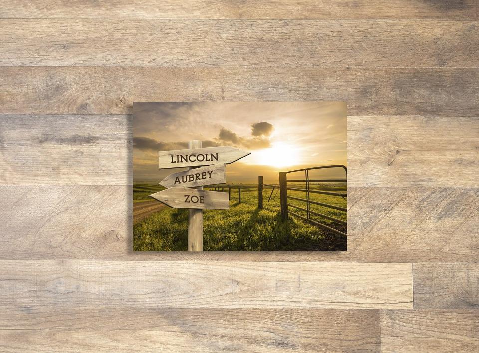 Personalized Farm Road Canvas Print with Family Names