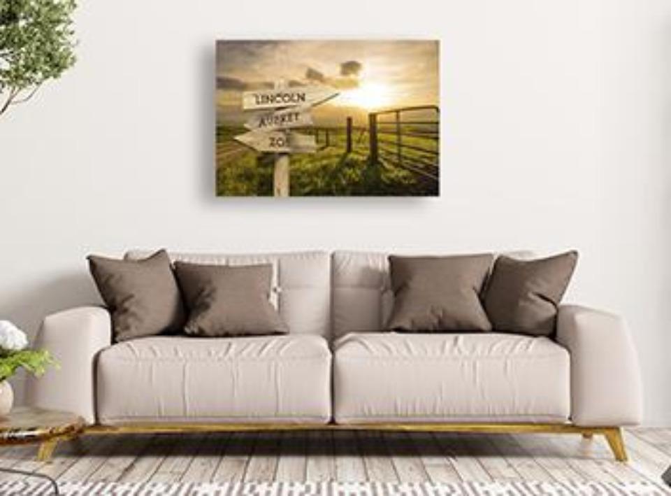 Personalized Farm Road Canvas Print with Family Names