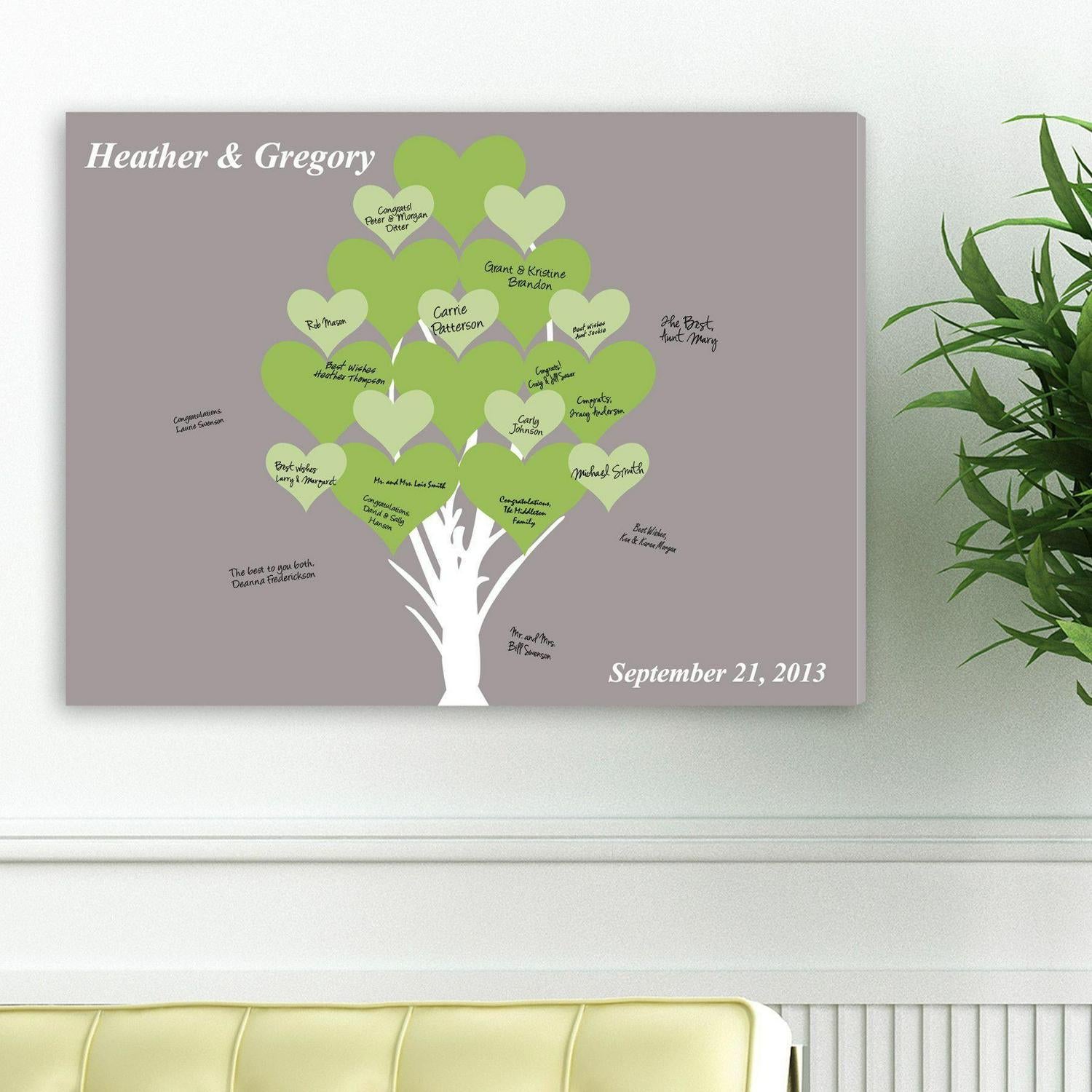 Personalized Guestbook Canvas - Tree of Hearts
