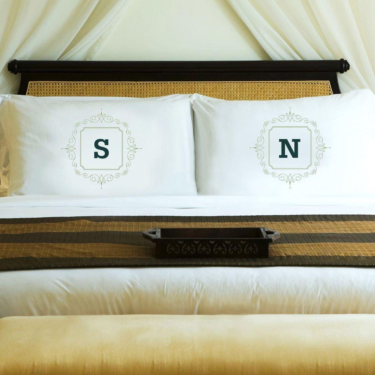 Personalized Initial Motif Couples' Pillow Cases