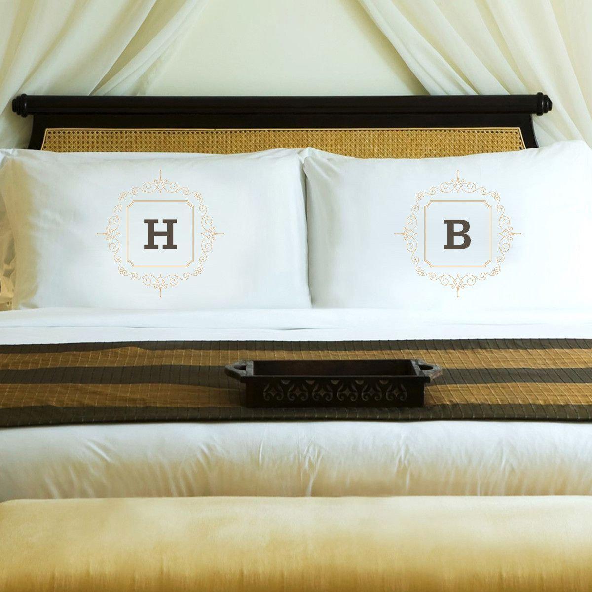 Personalized Initial Motif Couples' Pillow Cases