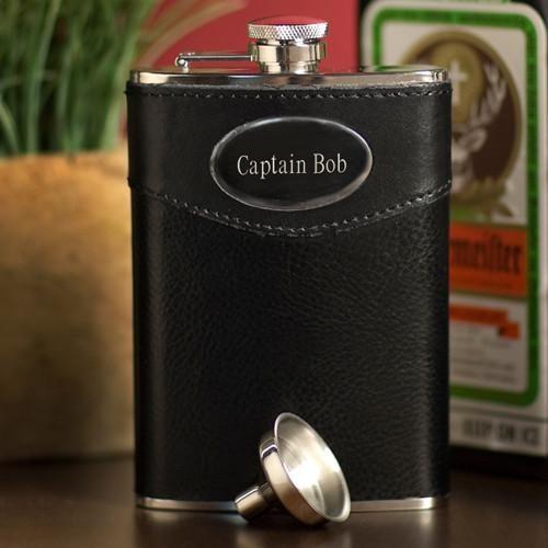 Personalized Leather Flasks - 8 oz.