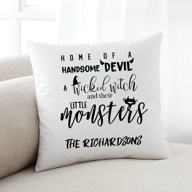 Personalized Little Monsters Halloween Throw Pillow