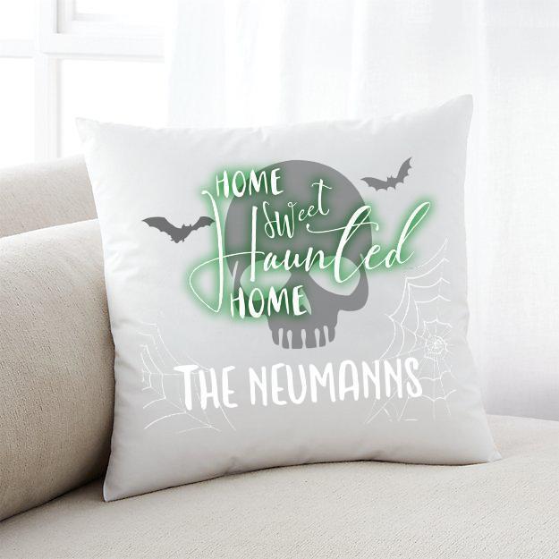Personalized Little Monsters Haunted Home Halloween Throw Pillow