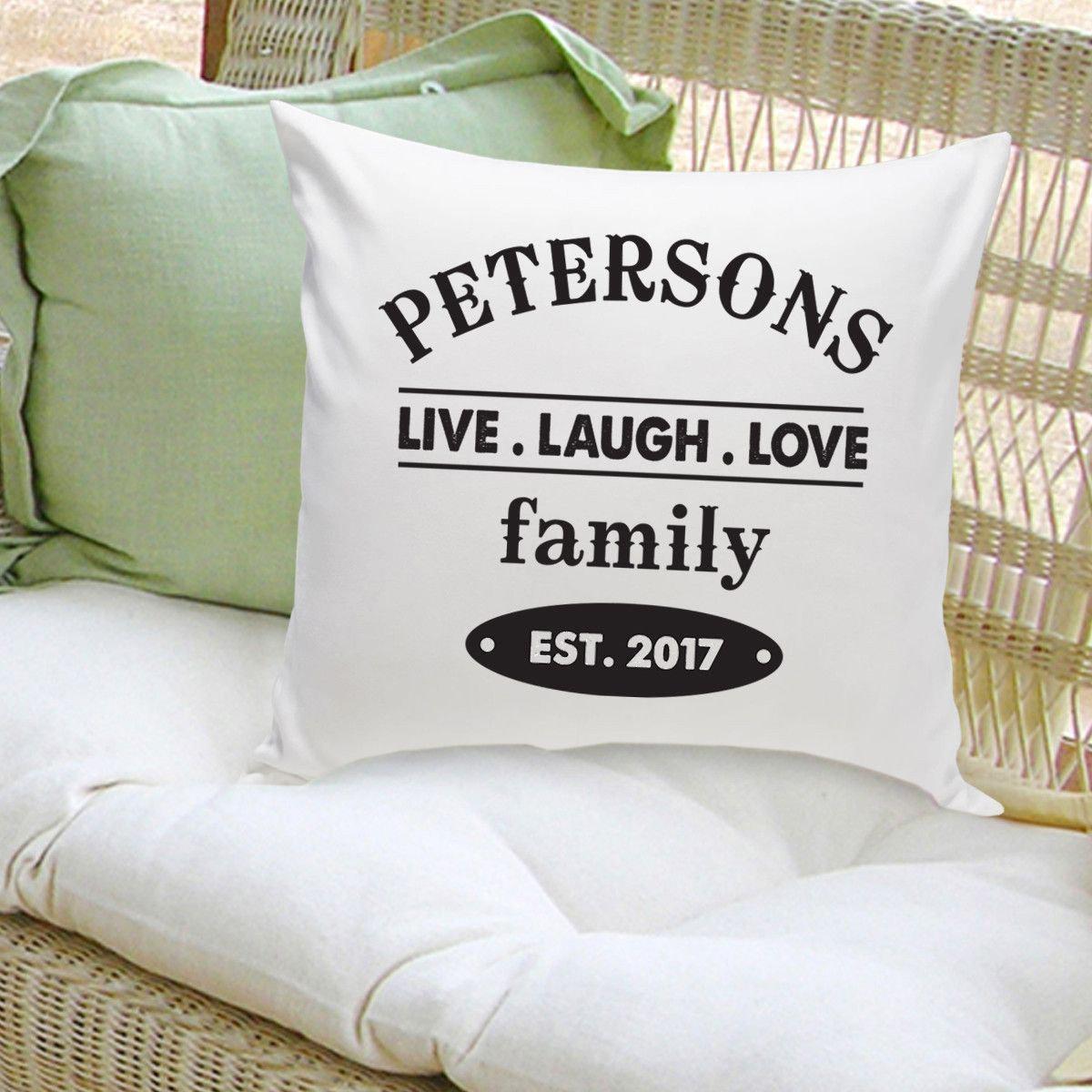 Personalized Live Laugh Love Family Name Throw Pillow