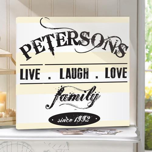 Personalized Live.Laugh.Love Canvas Sign - Cream and Green Designs