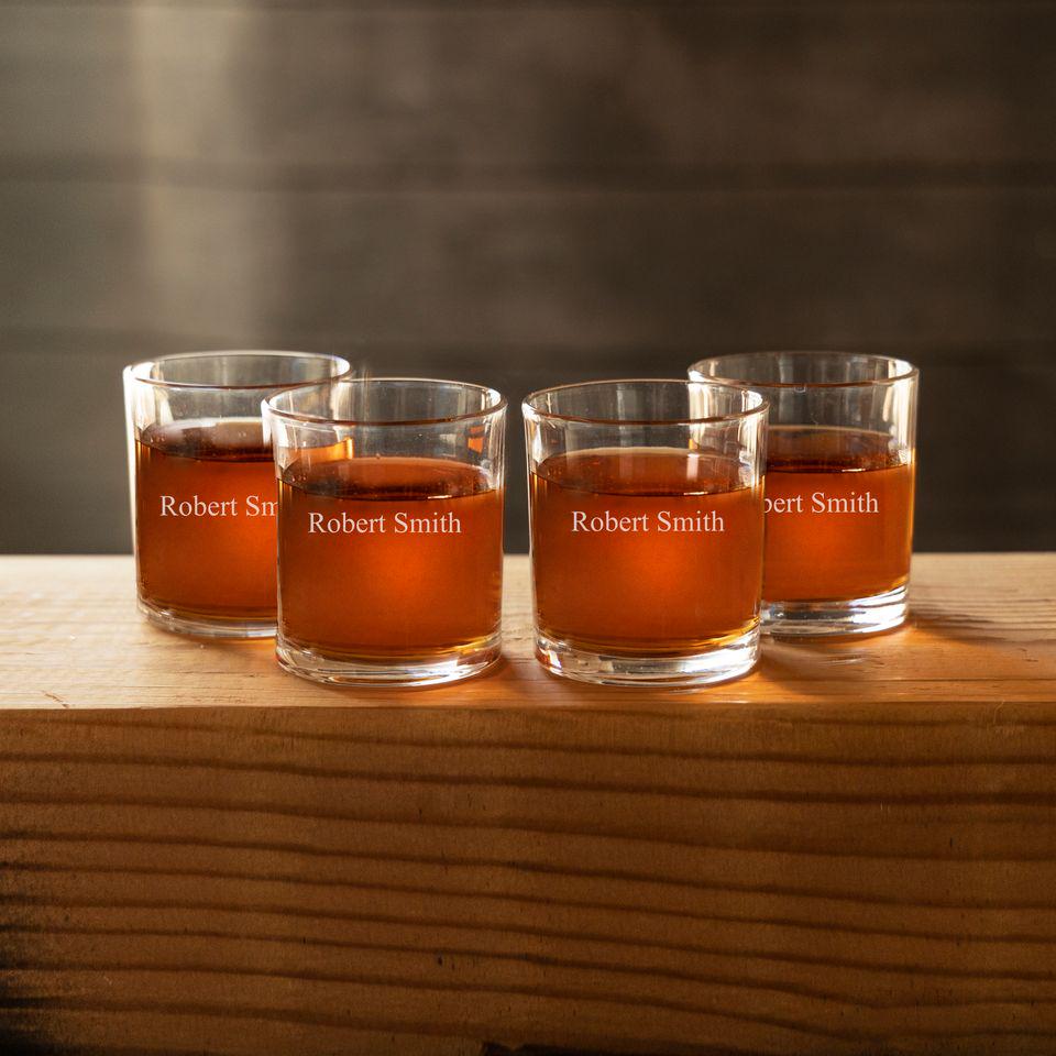 Personalized Lowball Whiskey Glasses - Old Fashioned Glass Set - Set of 4