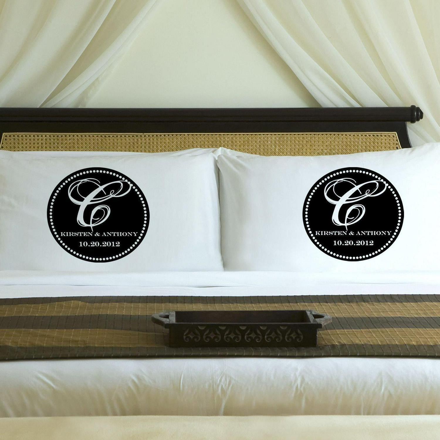Personalized Magical Monogram Couples Pillow Case Set