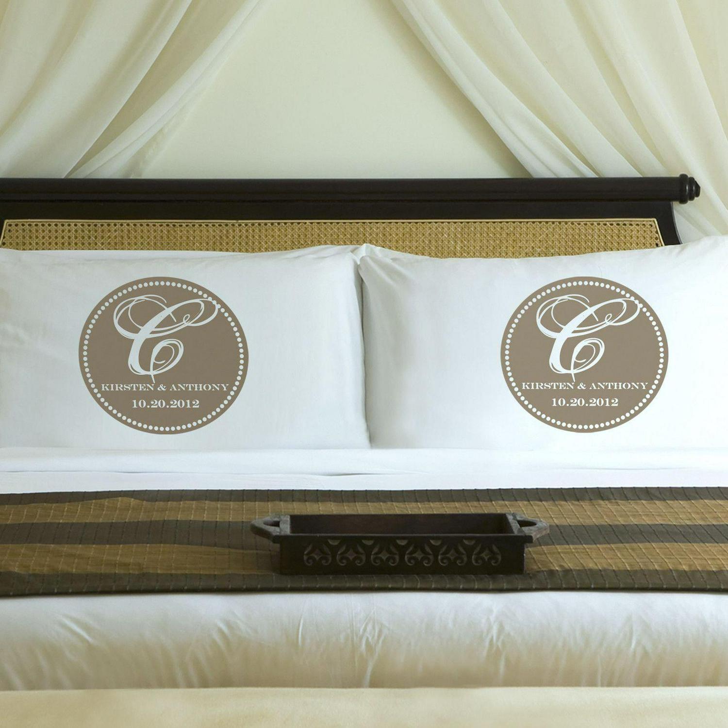 Personalized Magical Monogram Couples Pillow Case Set