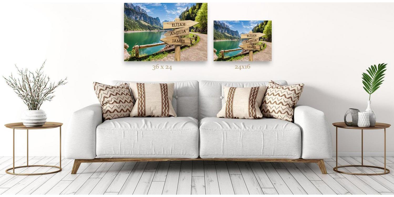 Personalized Mountain Lake Canvas Print with Family Names