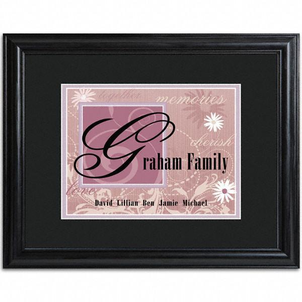 Personalized Purple Family Name Framed Print