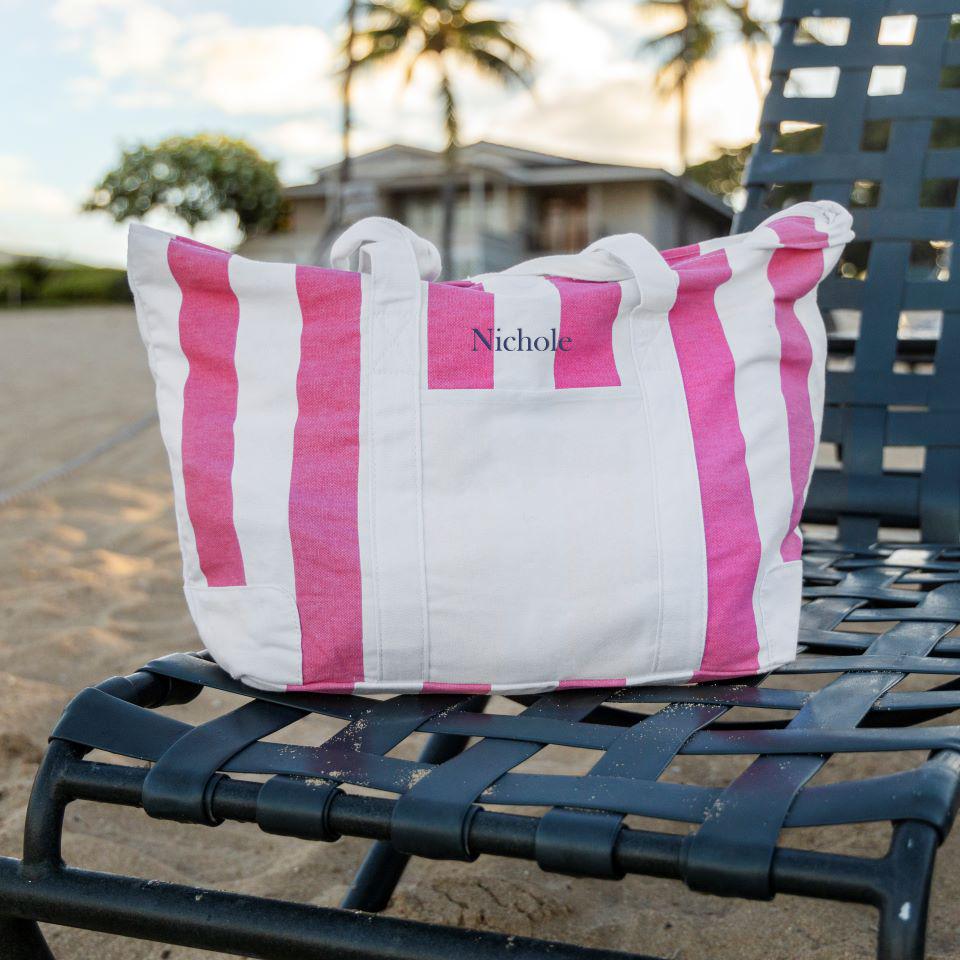 Personalized Tote Bags - Candy Striped - Beach Bag