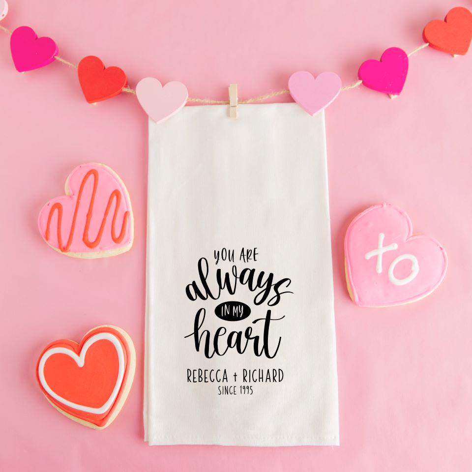 Personalized Valentine's Day Tea Towels - Calligraphy Designs