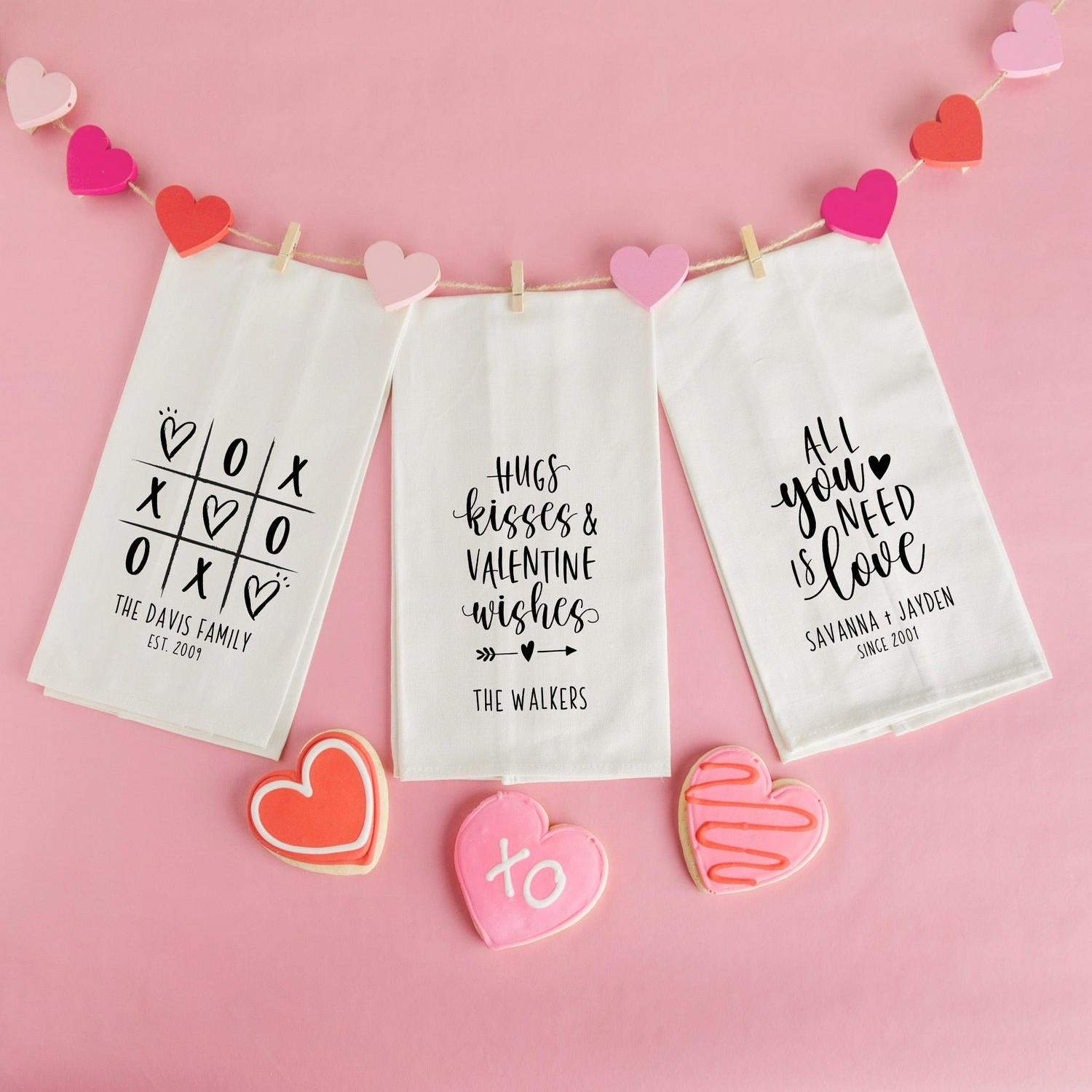 Personalized Valentine's Day Tea Towels - Calligraphy Designs