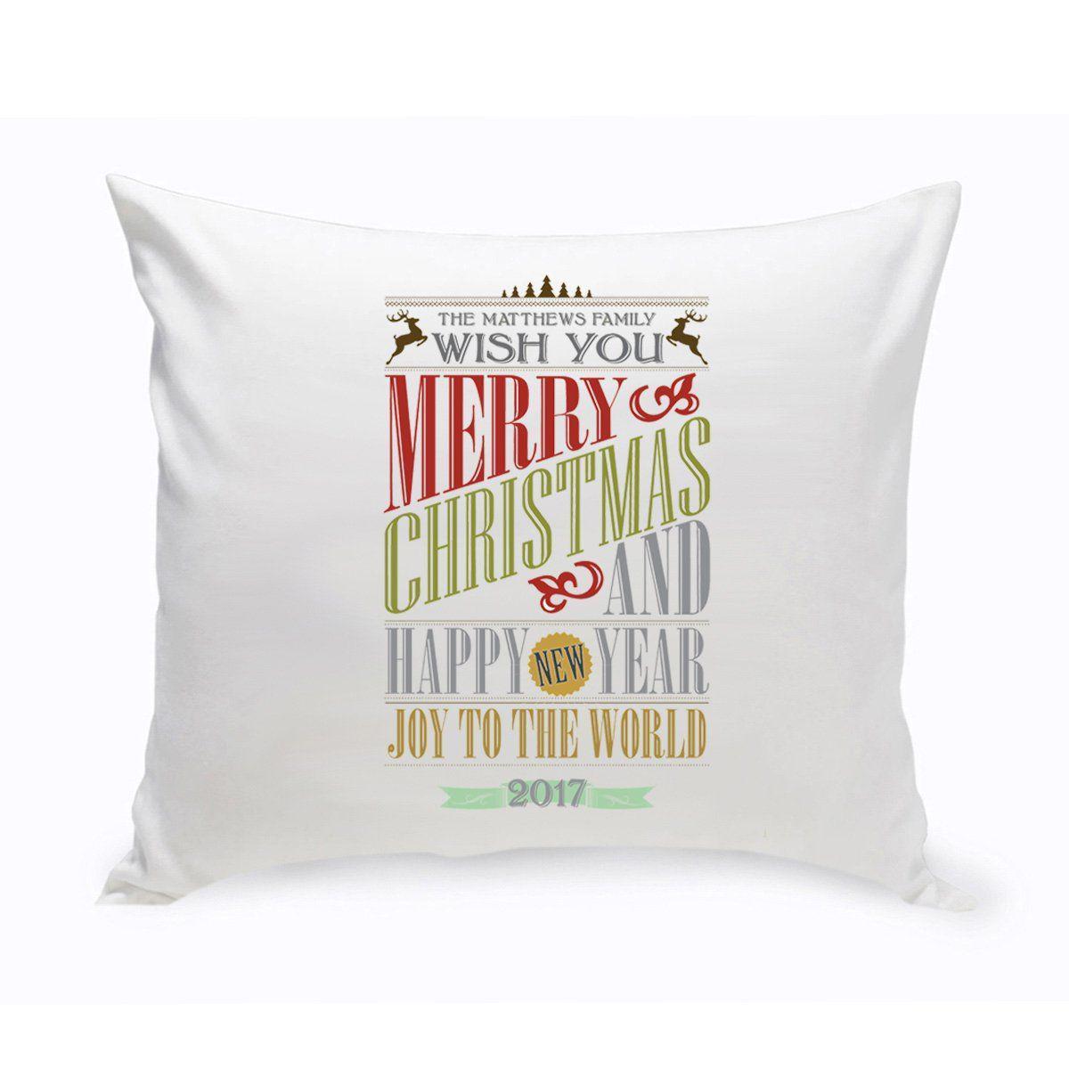 Personalized Vintage Christmas Throw Pillow - All