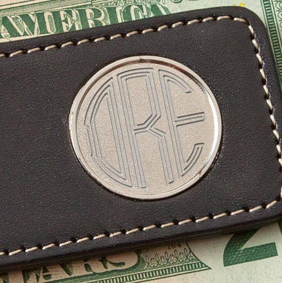 Personalized Wallet - Money Clip - Two Toned Leather - Magnetic