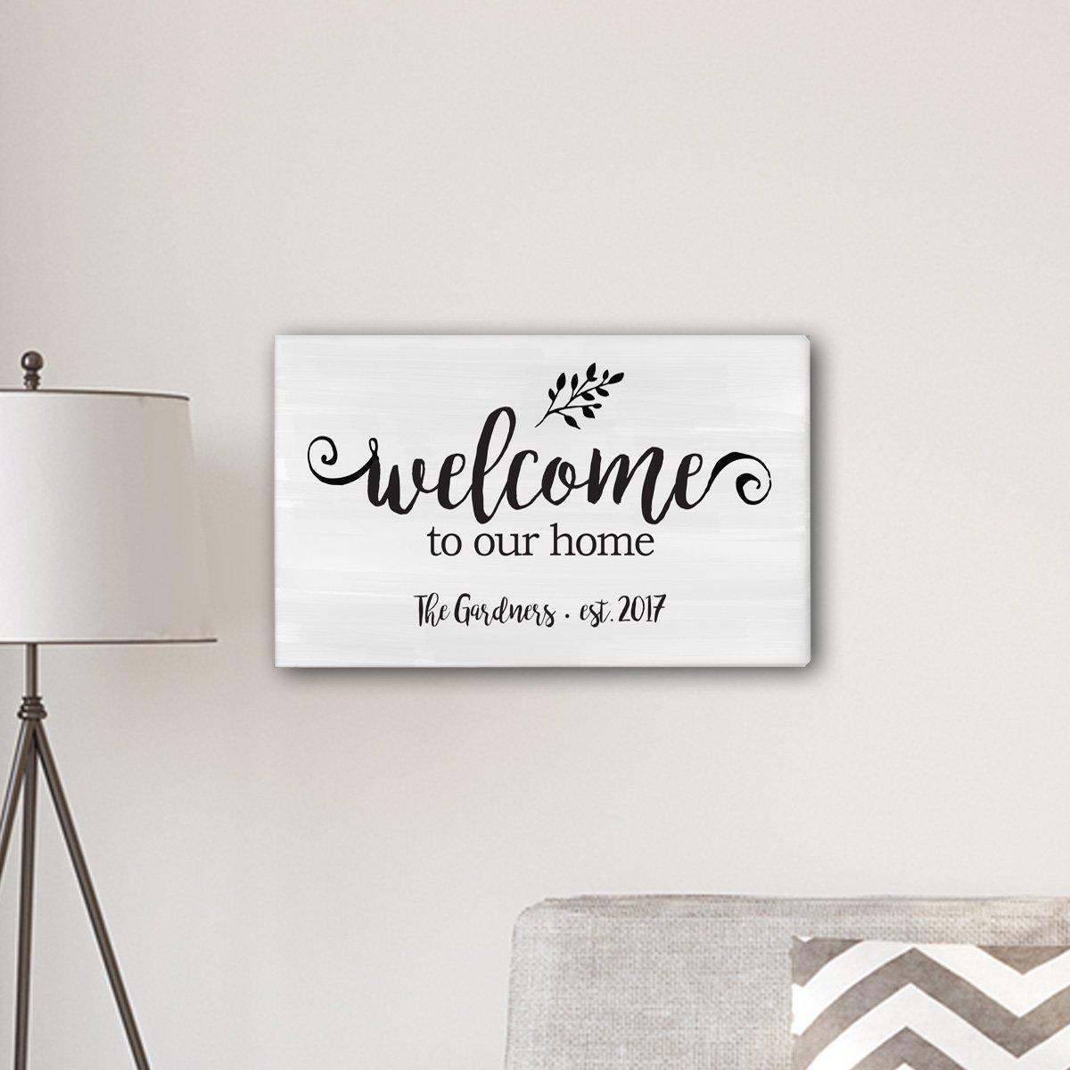 Personalized Welcome To our Home Modern Farmhouse 14 x 24 Canvas