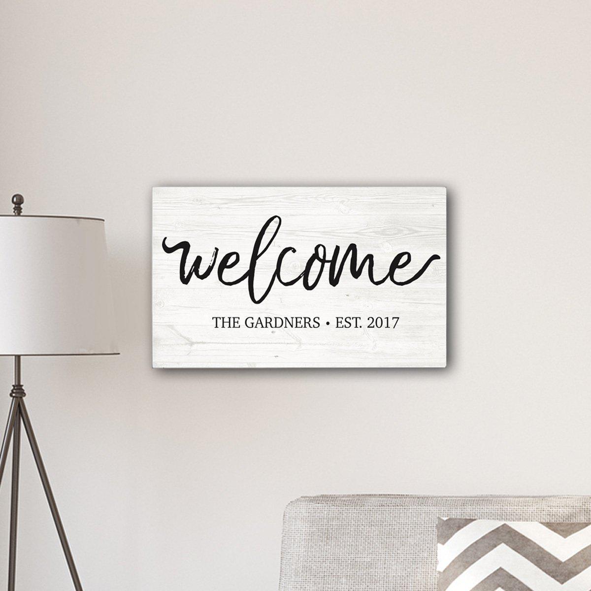 Personalized Welcome Modern Farmhouse 14 x 24 Canvas Sign