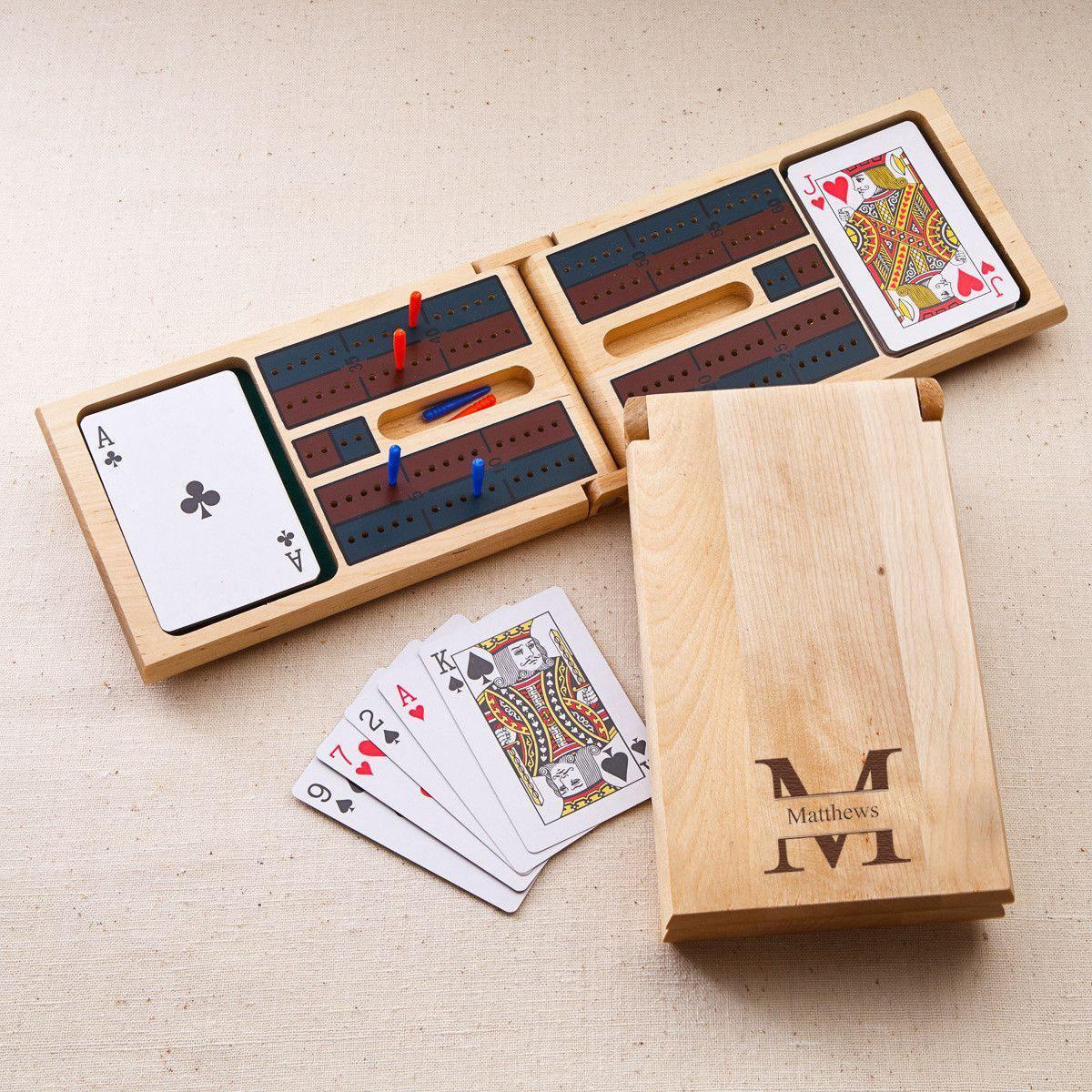Personalized Wood Cribbage Game - Monogram