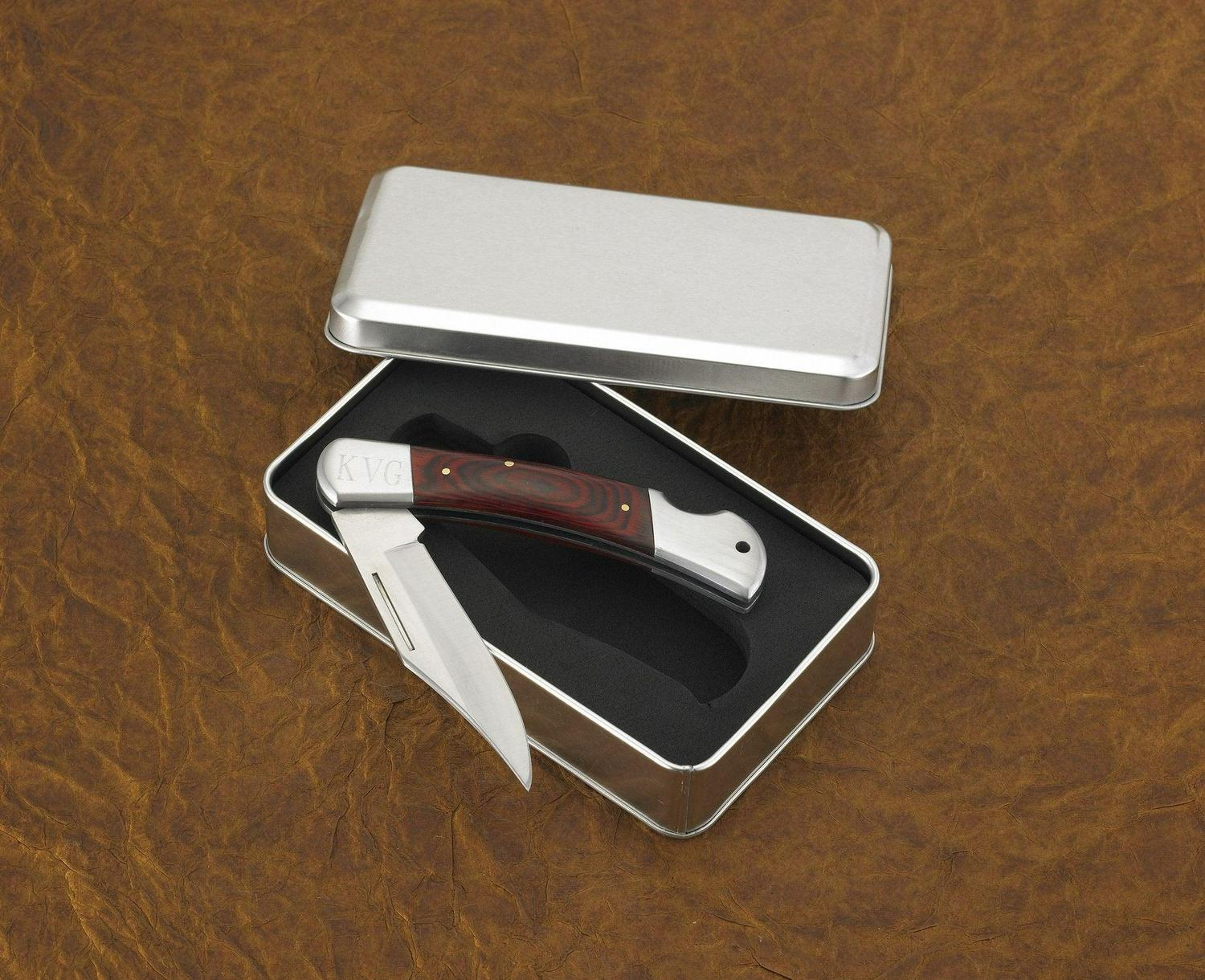 Personalized Yukon Wood Handle Pocket Knife