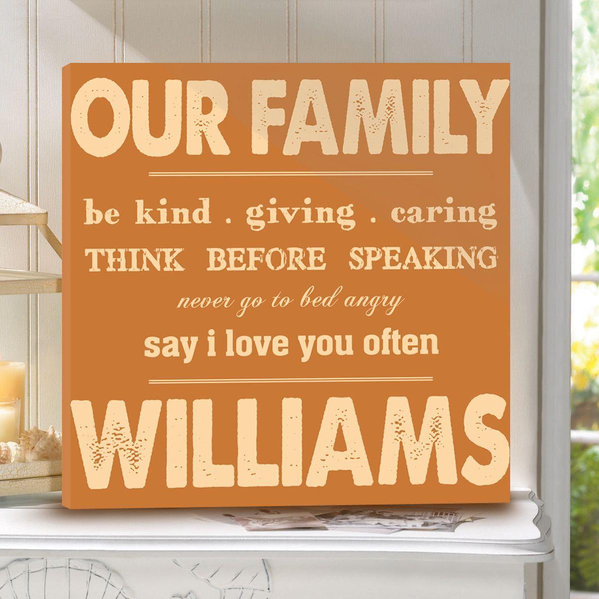 Rules of Our Family Canvas Sign