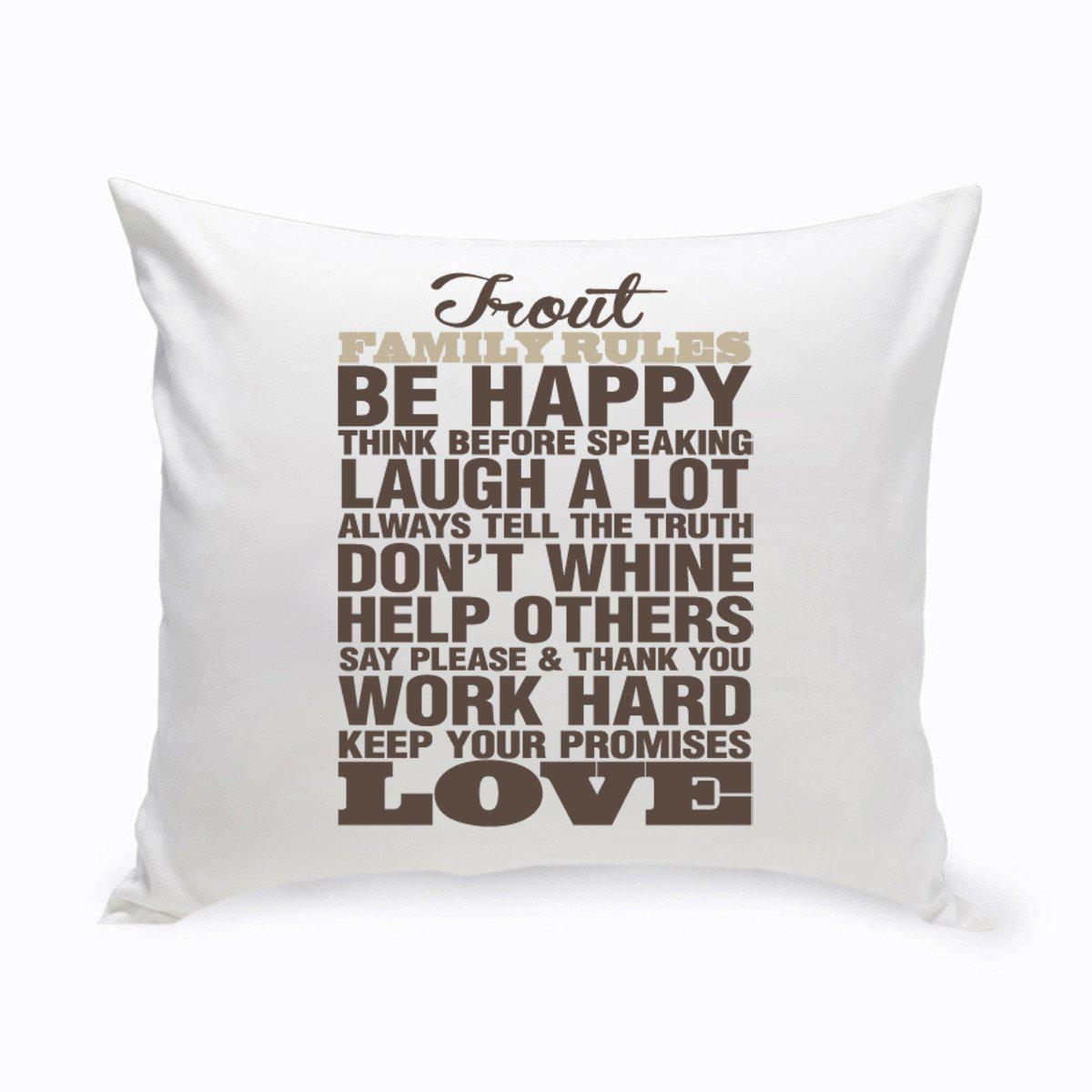Rustic Family Rules Throw Pillow