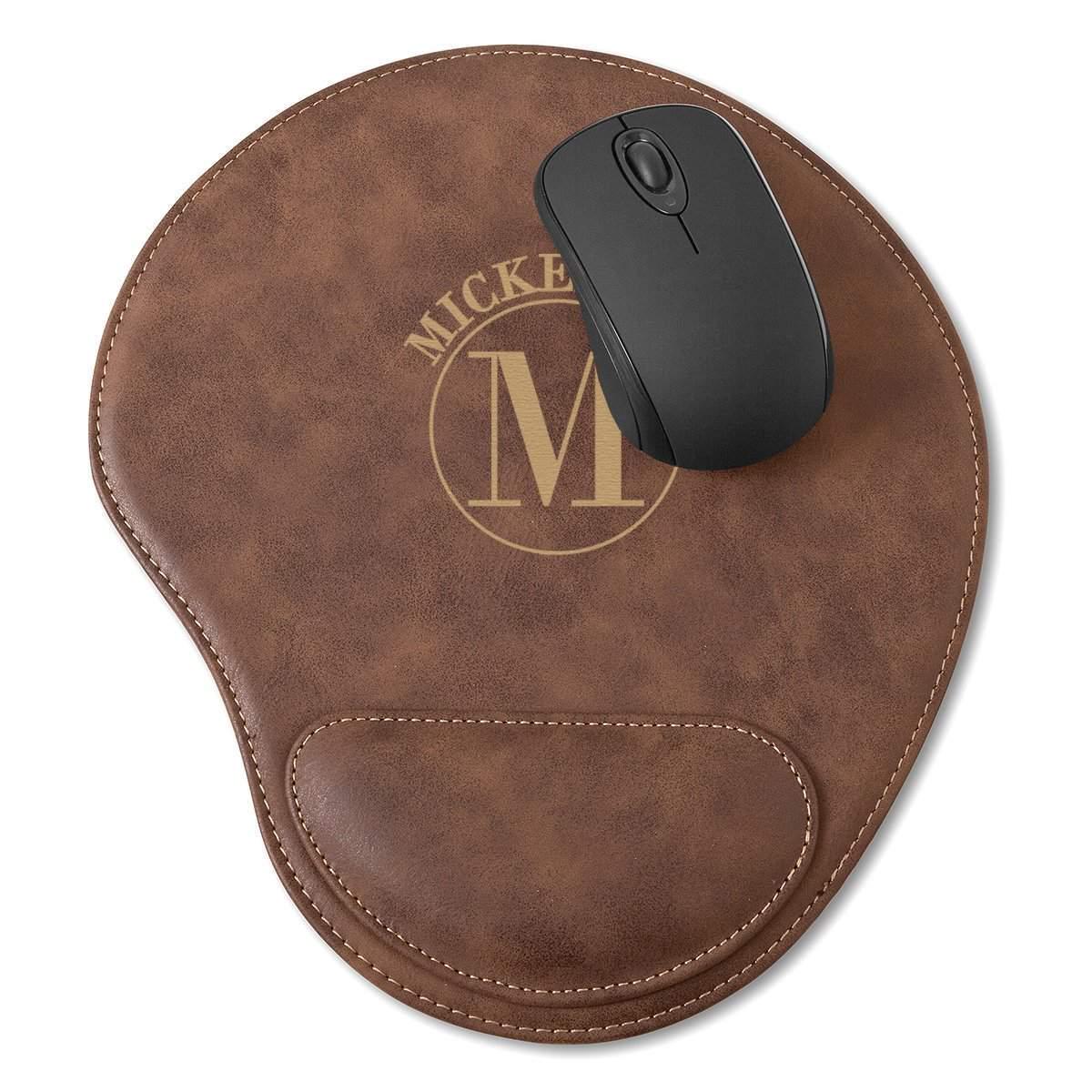 Rustic Vegan Leather Personalized Mouse Pad