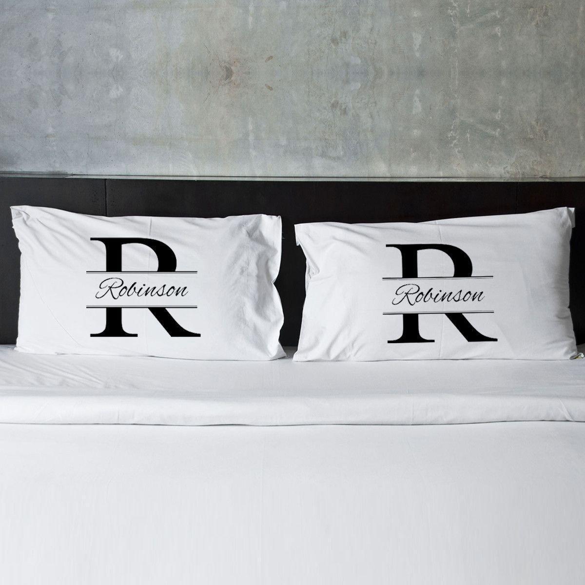 Stamped Design Couples Pillow Case Set