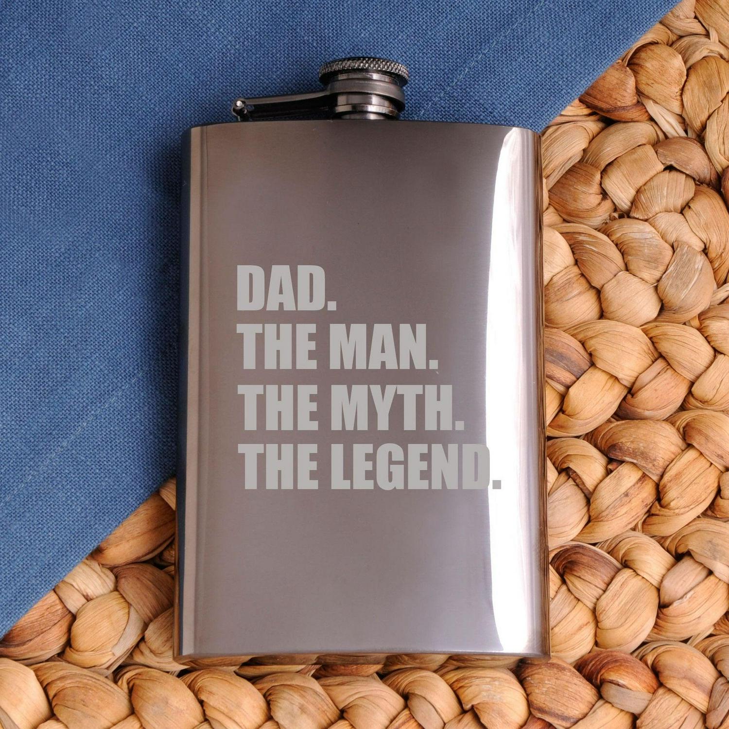 The Man. The Myth. The Legend. Gunmetal 8 oz. Flask