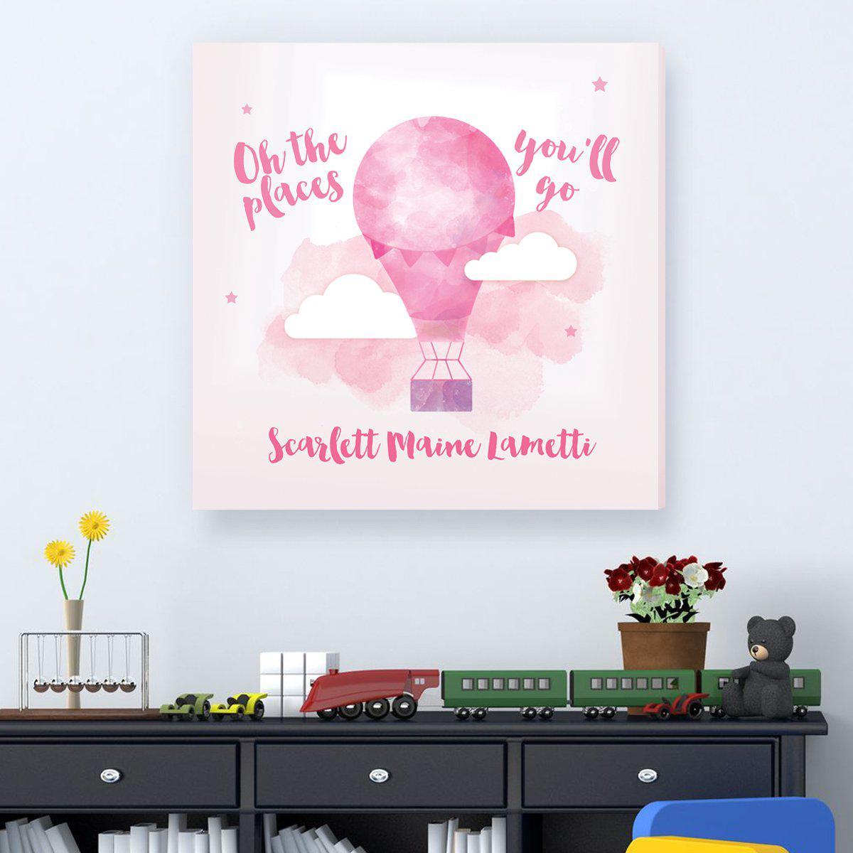 The Places Youll Go Personalized Kids Sign Hot Air Balloon