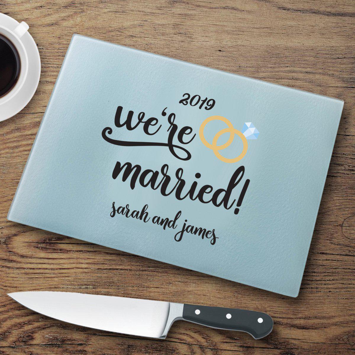 Were Married Personalized Glass Cutting Board