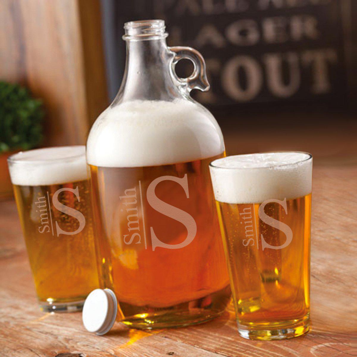 64 oz. Personalized Growler Set with 2 Pub Glasses